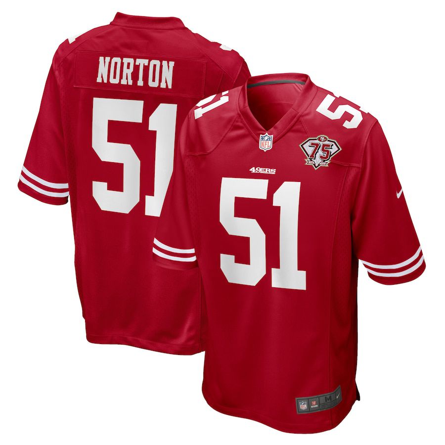 Men San Francisco 49ers 51 Ken Norton Nike Scarlet 75th Anniversary Game Retired Player NFL Jersey